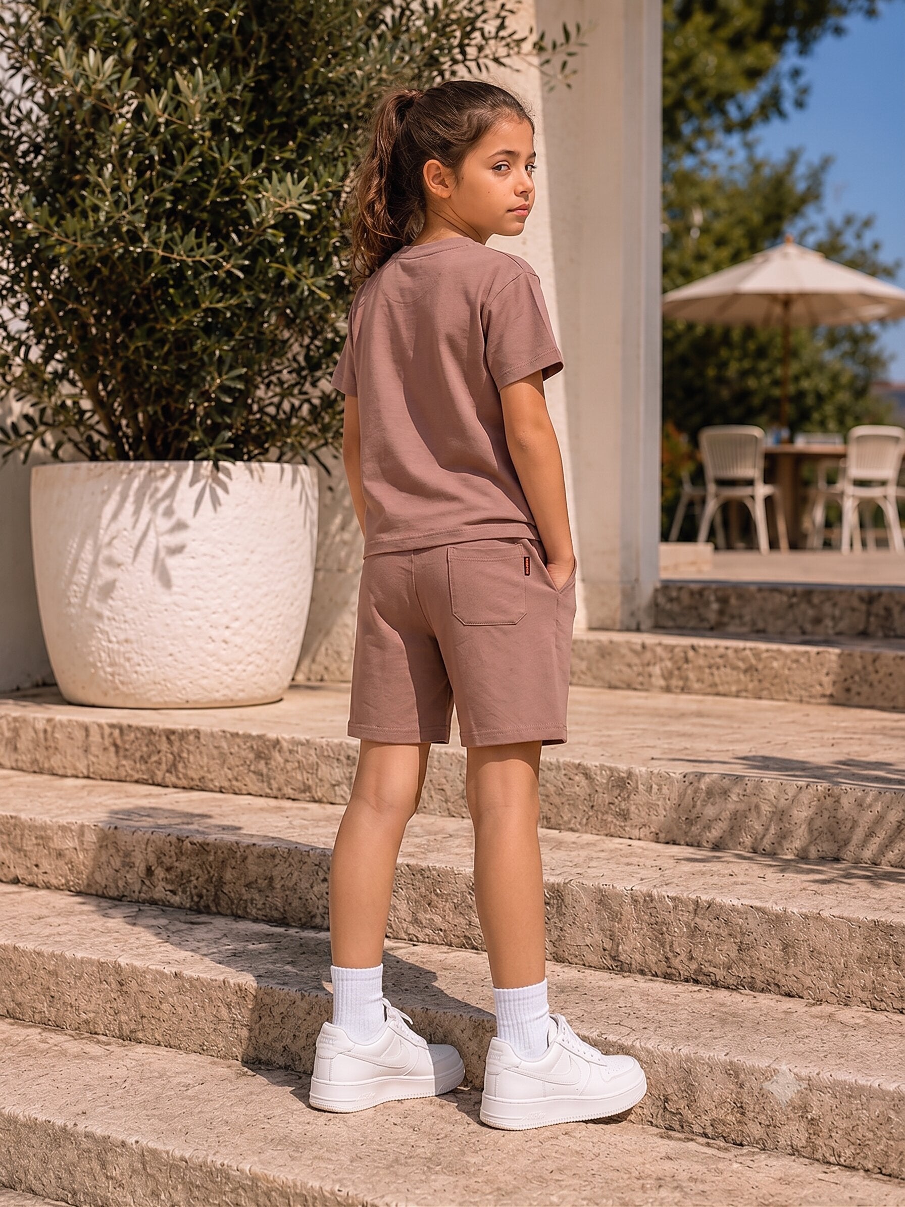 BEIGE URBAN CHILL SHORTS CO-ORDS SET