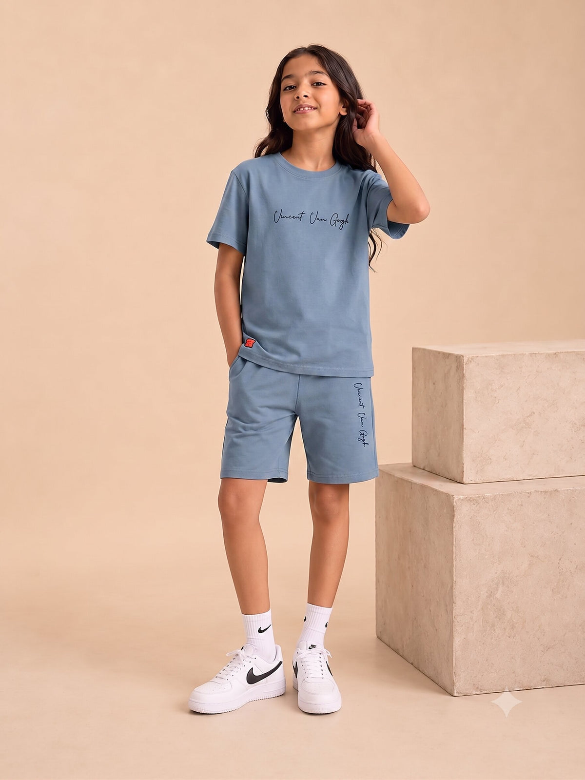 BLUE URBAN CHILL SHORTS CO-ORDS SET