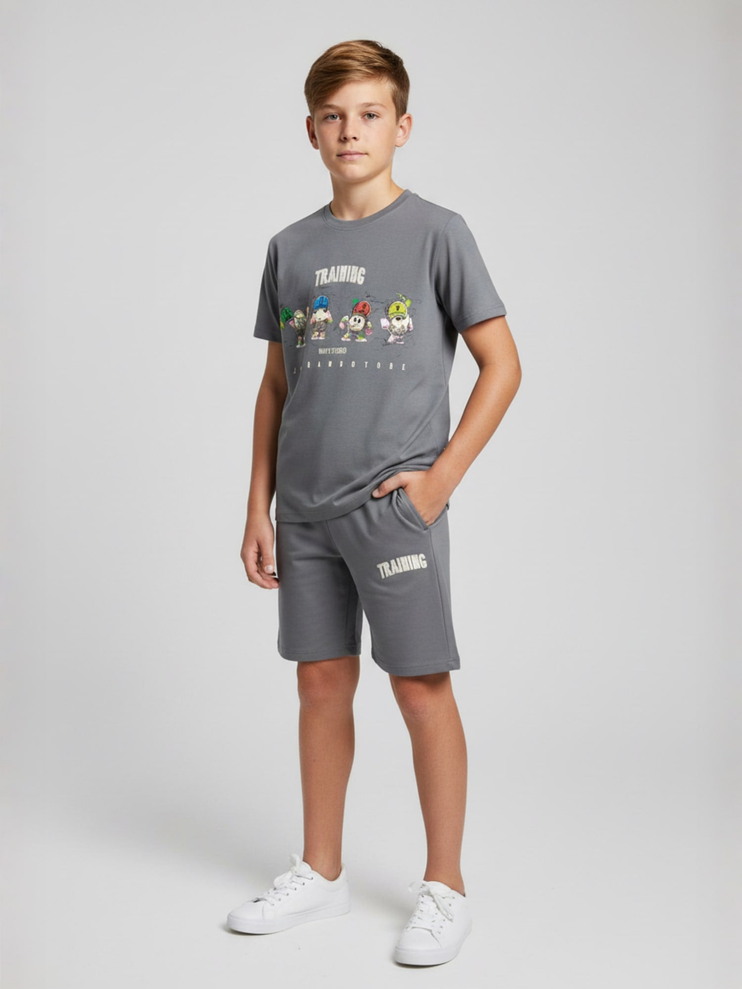 GREY URBAN CHILL SHORTS CO-ORDS SET