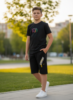 BLACK URBAN CHILL SHORTS CO-ORDS SET