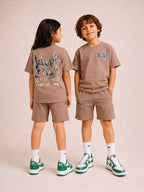 BROWN URBAN CHILL SHORTS CO-ORDS SET