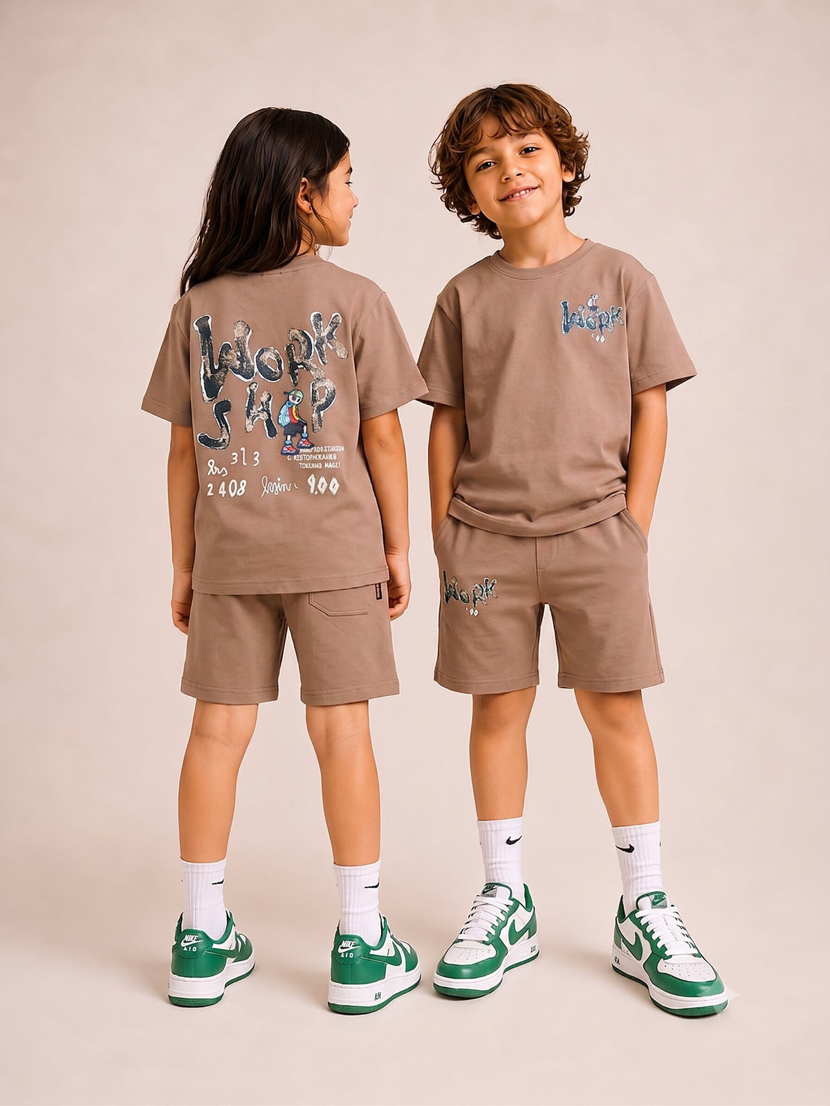 BROWN URBAN CHILL SHORTS CO-ORDS SET