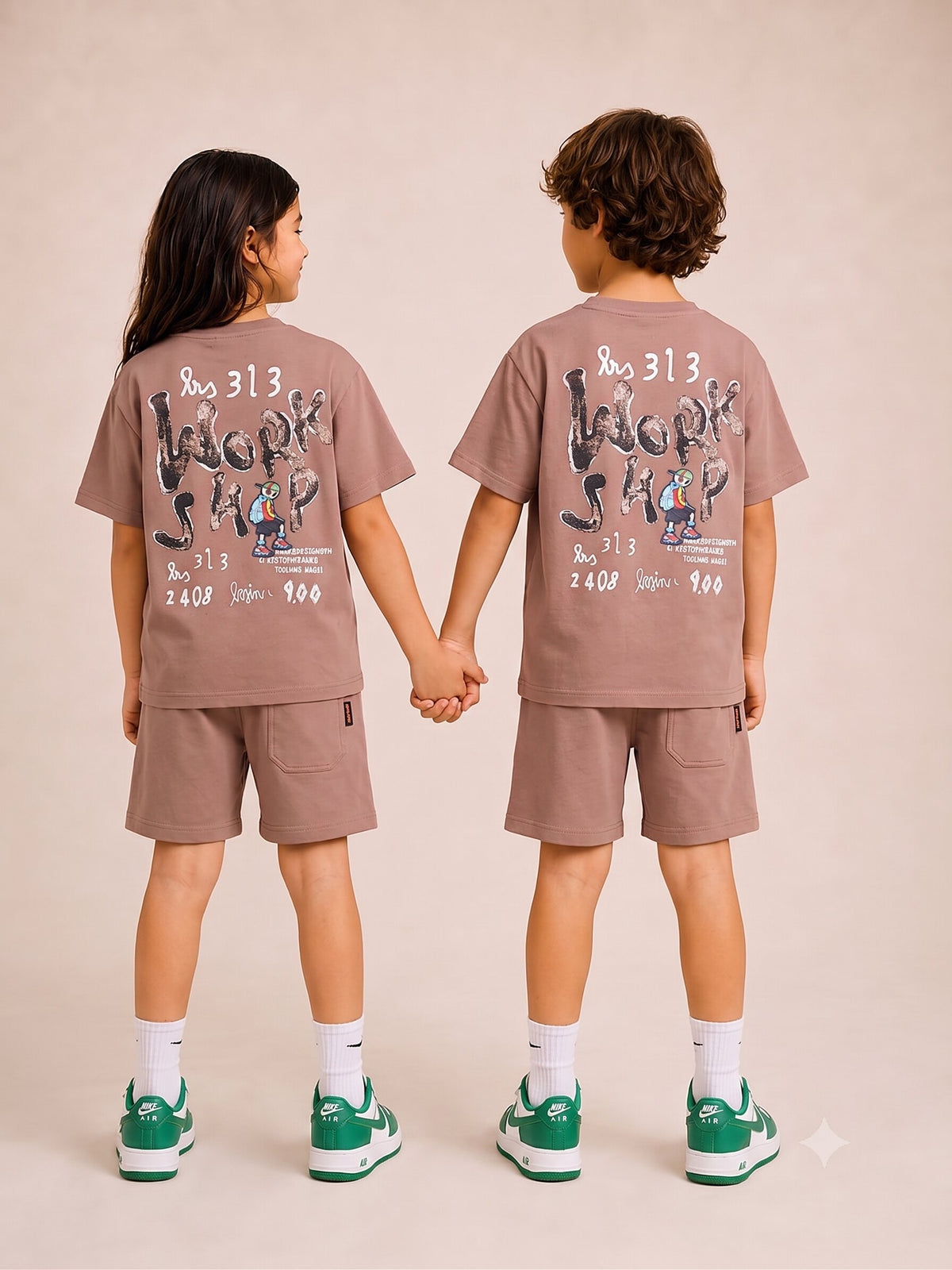 BROWN URBAN CHILL SHORTS CO-ORDS SET