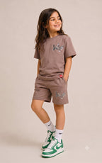 BROWN URBAN CHILL SHORTS CO-ORDS SET