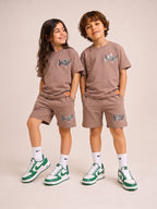 BROWN URBAN CHILL SHORTS CO-ORDS SET