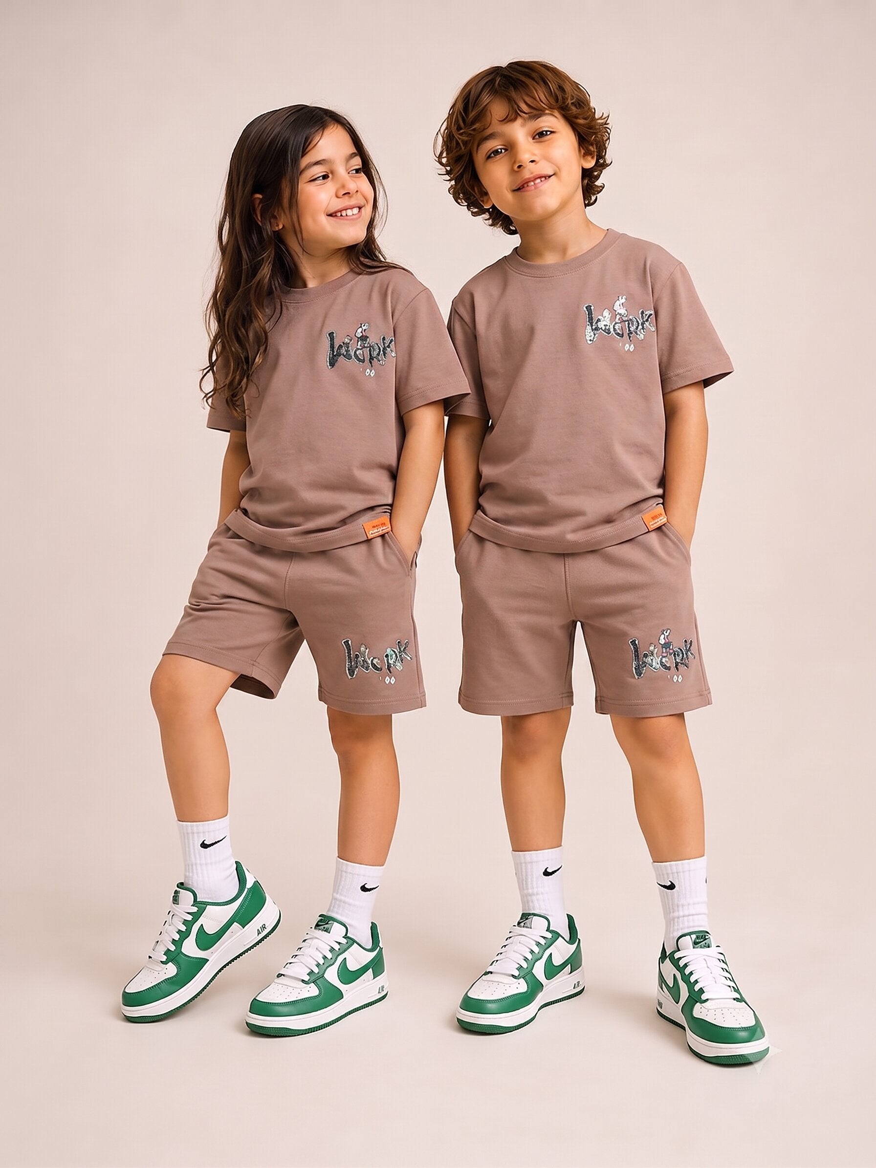 BROWN URBAN CHILL SHORTS CO-ORDS SET