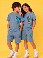 BLUE URBAN CHILL SHORTS CO-ORDS SET
