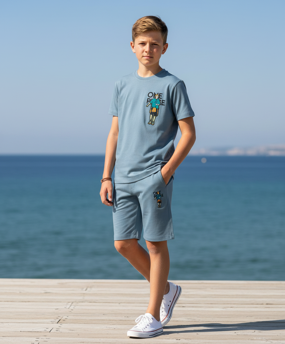 BLUE URBAN CHILL SHORTS CO-ORDS SET