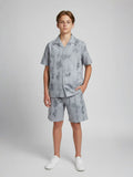 GREY COTTON SHORTS CUBIC COLLAR CO-ORD SET