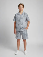 GREY COTTON SHORTS CUBIC COLLAR CO-ORD SET