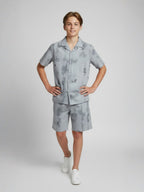 GREY COTTON SHORTS CUBIC COLLAR CO-ORD SET
