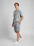 GREY COTTON SHORTS CUBIC COLLAR CO-ORD SET