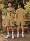 Light Brown Pop Style-Shorts Co-Ords Set