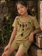 Light Brown Pop Style-Shorts Co-Ords Set