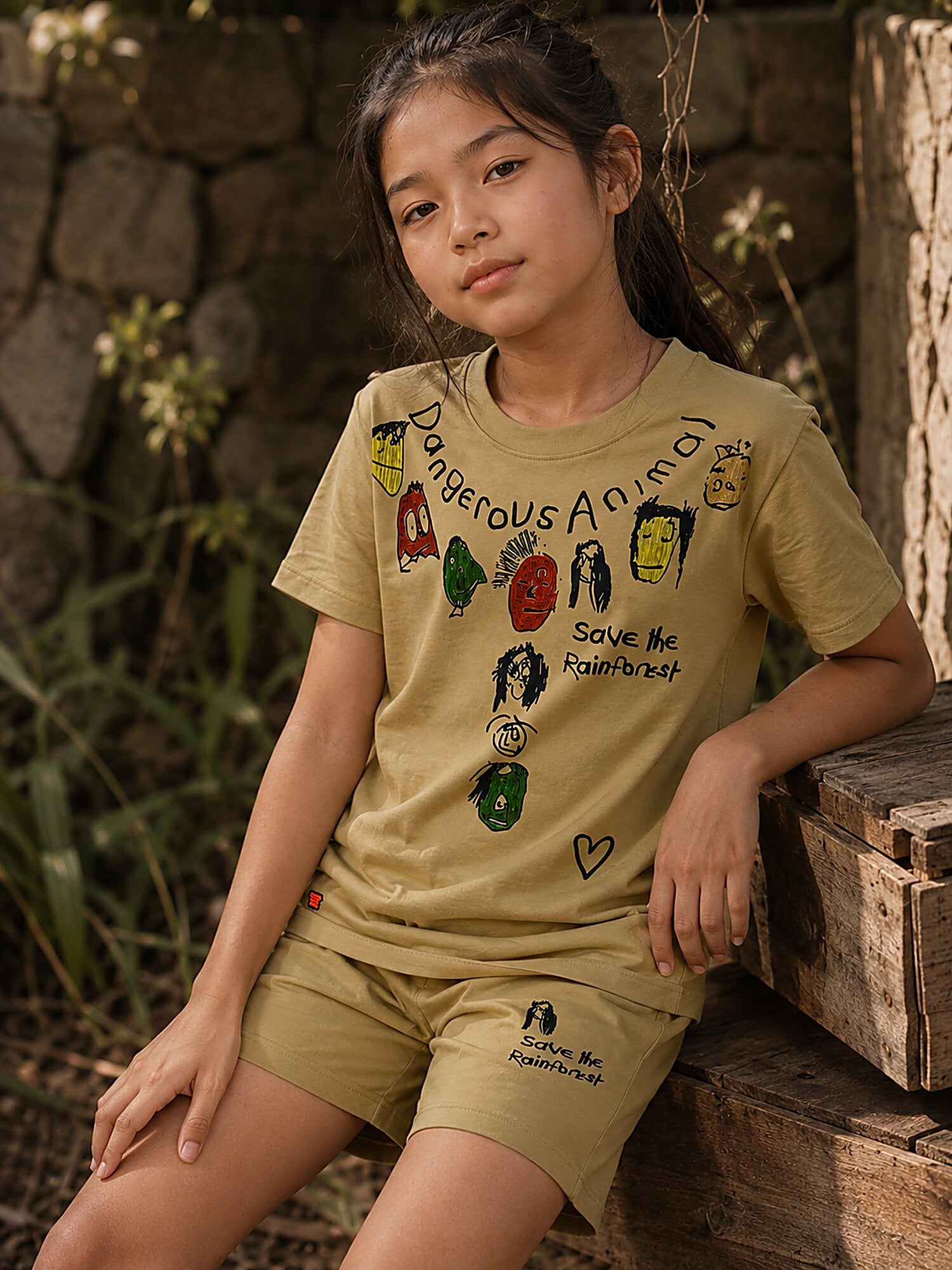 Light Brown Pop Style-Shorts Co-Ords Set