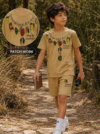 Light Brown Pop Style-Shorts Co-Ords Set