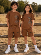 Brown Pop Style-Shorts Co-Ords Set