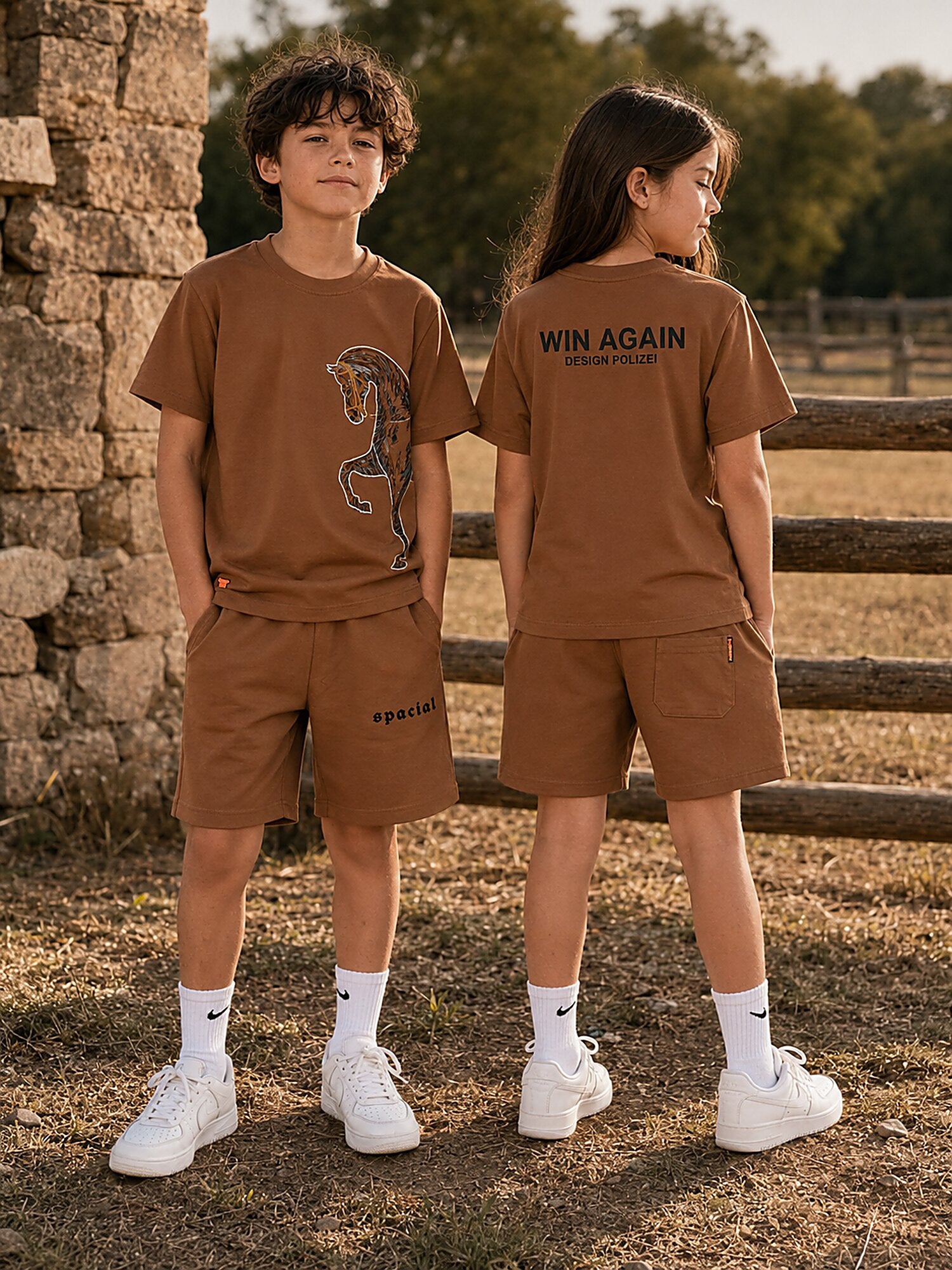 Brown Pop Style-Shorts Co-Ords Set