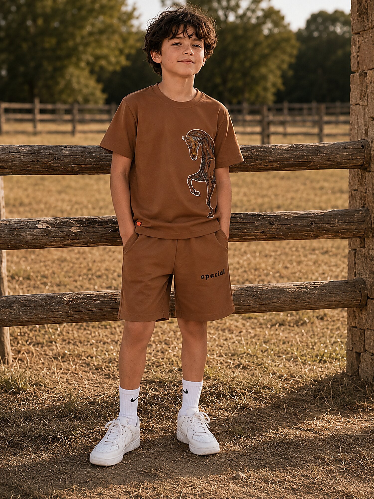 Brown Pop Style-Shorts Co-Ords Set