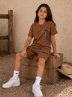 Brown Pop Style-Shorts Co-Ords Set
