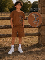 Brown Pop Style-Shorts Co-Ords Set