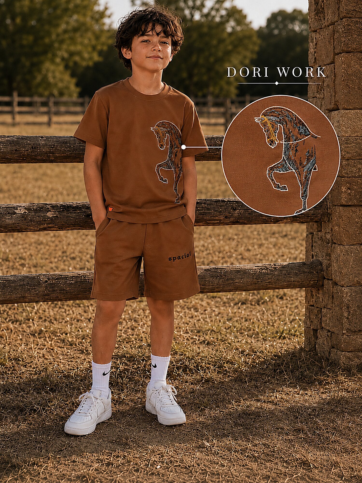 Brown Pop Style-Shorts Co-Ords Set