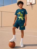GREEN POP STYLE  SHORTS CO-ORDS SET