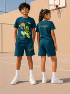 GREEN POP STYLE  SHORTS CO-ORDS SET