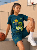 GREEN POP STYLE  SHORTS CO-ORDS SET