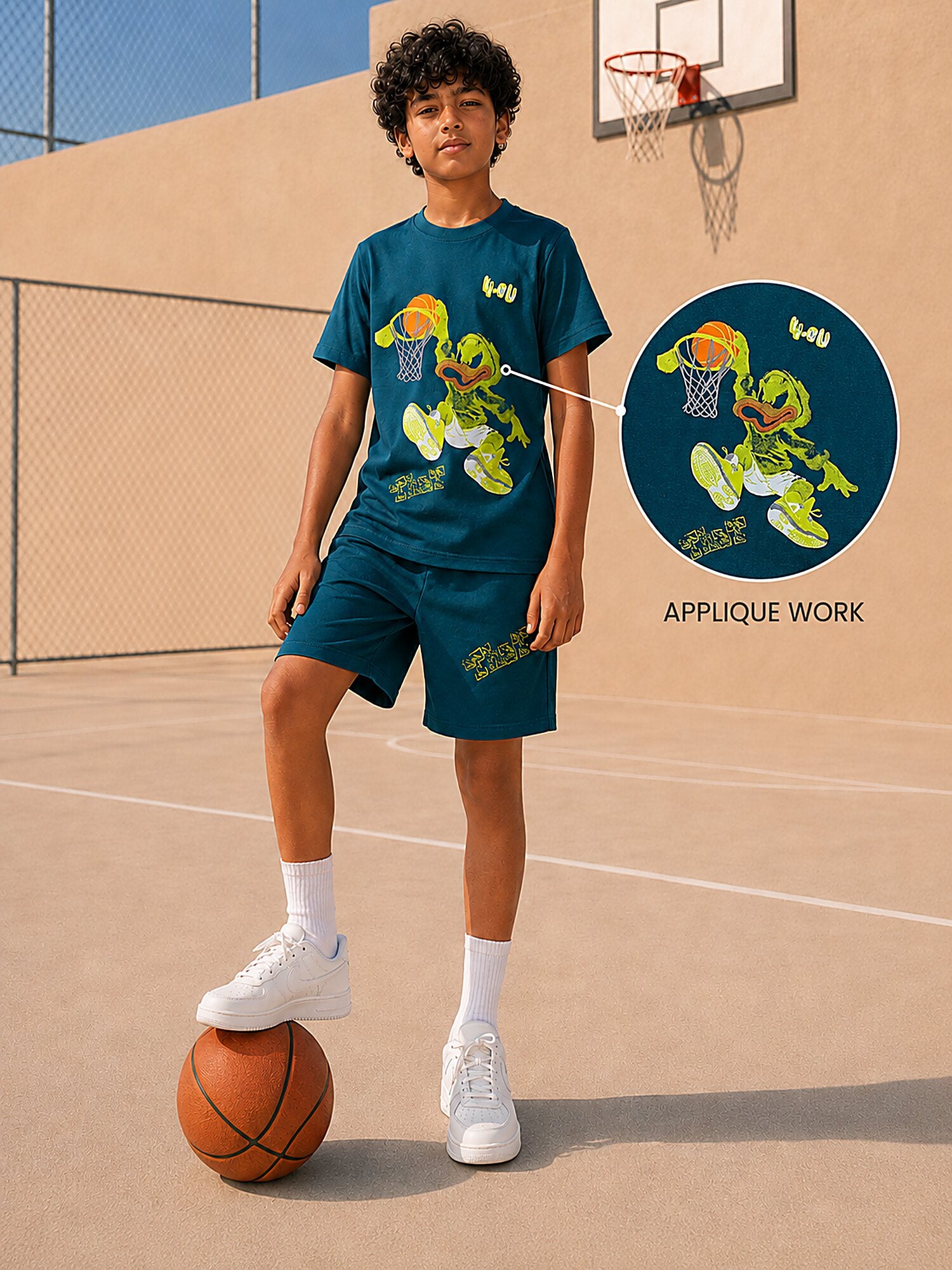 GREEN POP STYLE  SHORTS CO-ORDS SET