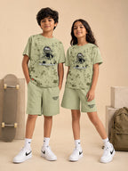 Pista Green Pop Style-Shorts Co-Ords Set