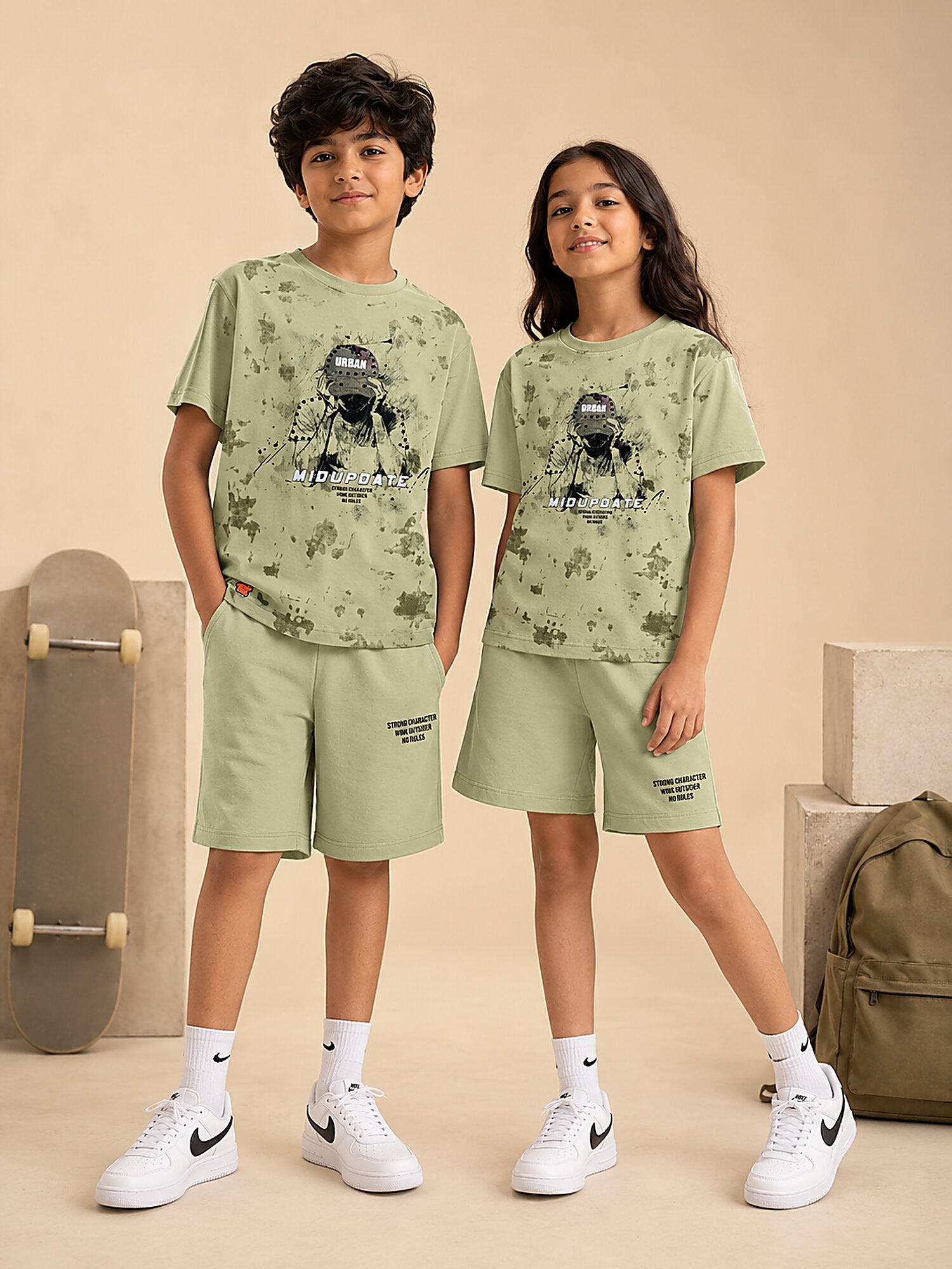 Pista Green Pop Style-Shorts Co-Ords Set