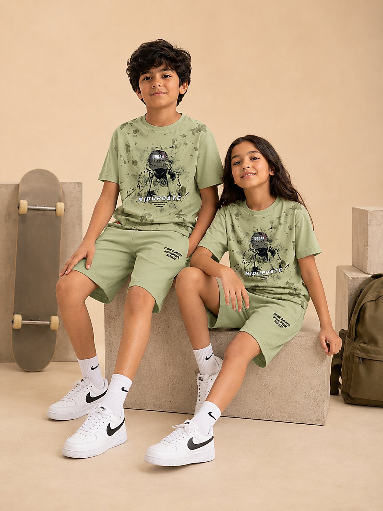 Pista Green Pop Style-Shorts Co-Ords Set