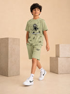 Pista Green Pop Style-Shorts Co-Ords Set