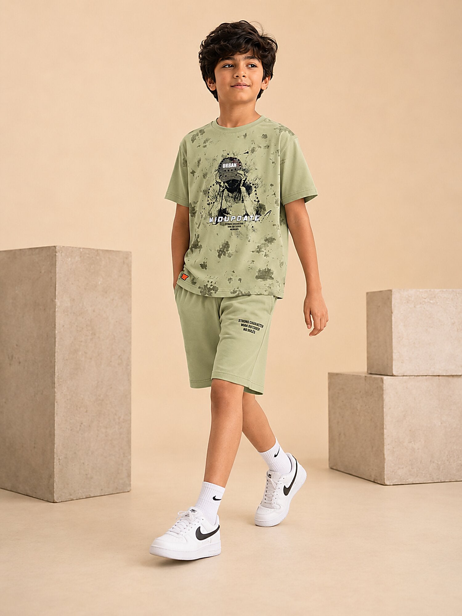 Pista Green Pop Style-Shorts Co-Ords Set
