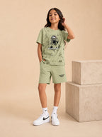 Pista Green Pop Style-Shorts Co-Ords Set