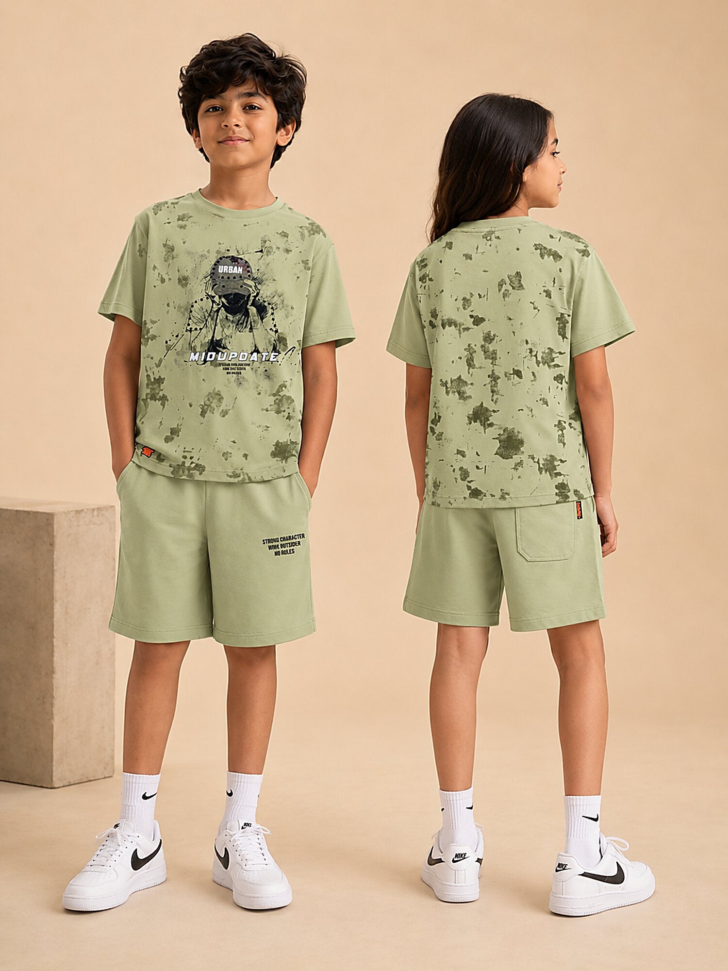 Pista Green Pop Style-Shorts Co-Ords Set