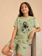 Pista Green Pop Style-Shorts Co-Ords Set