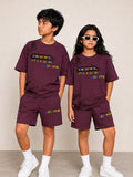 Maroon Pop Style-Shorts Co-Ords Set