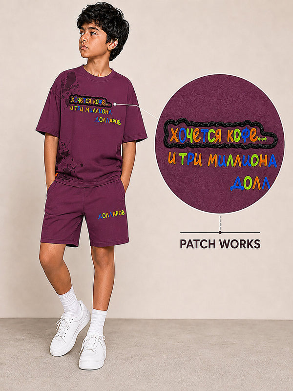 Maroon Pop Style-Shorts Co-Ords Set