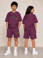 Maroon Pop Style-Shorts Co-Ords Set