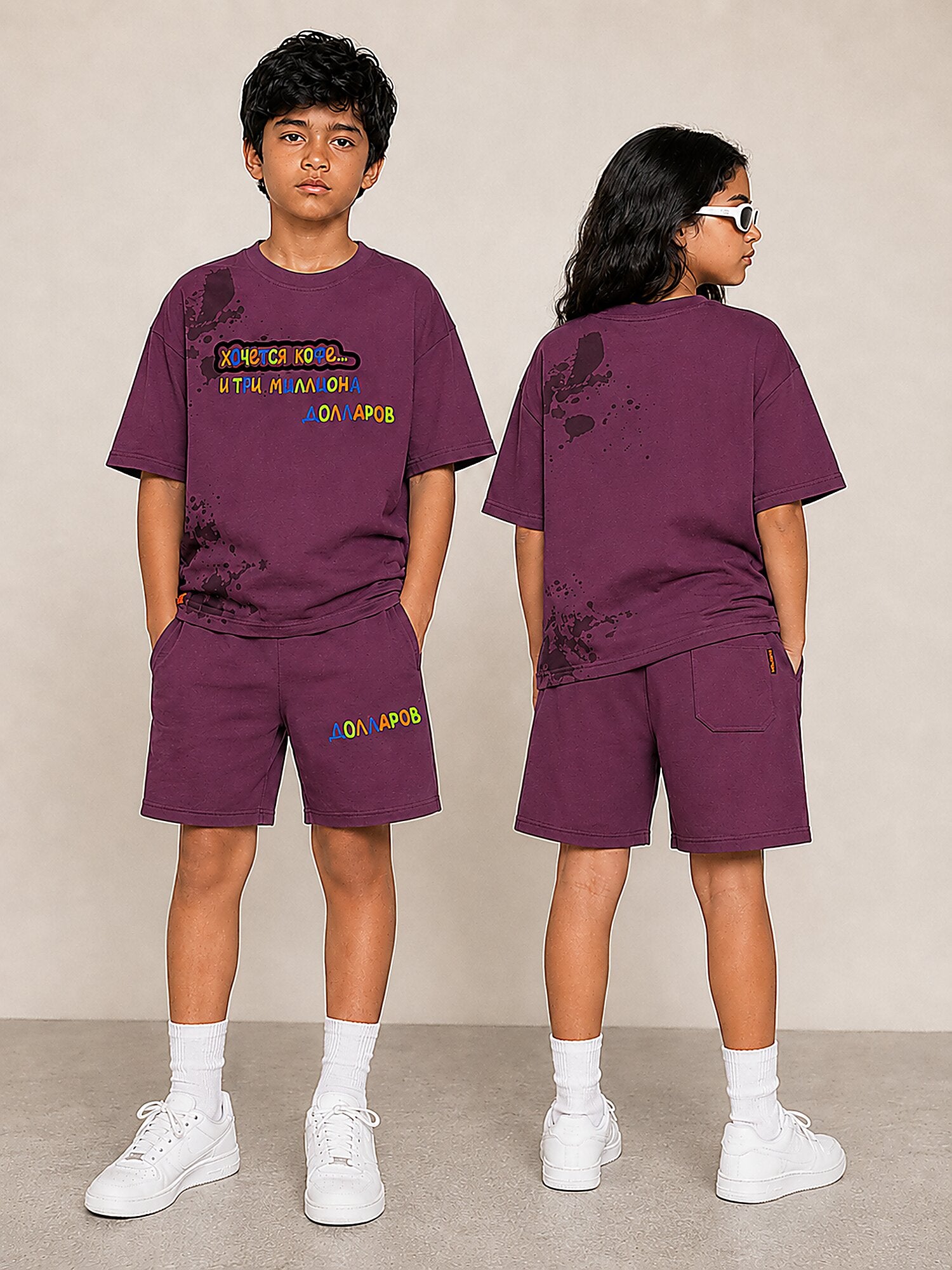 Maroon Pop Style-Shorts Co-Ords Set