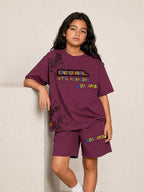Maroon Pop Style-Shorts Co-Ords Set