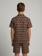 BROWN COTTON SHORTS CUBIC COLLAR CO-ORD SET