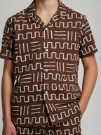 BROWN COTTON SHORTS CUBIC COLLAR CO-ORD SET