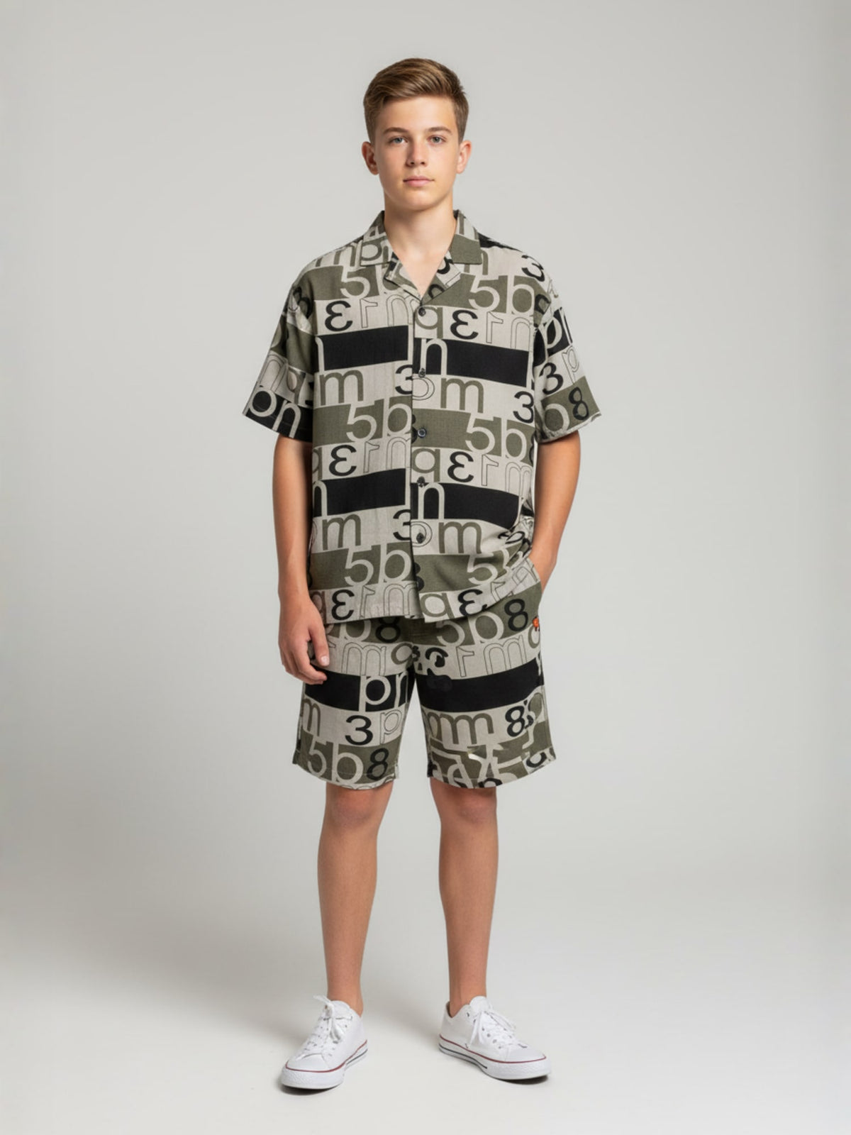 BLACK COTTON SHORTS CUBIC COLLAR CO-ORD SET