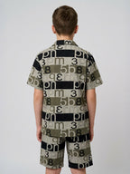 BLACK COTTON SHORTS CUBIC COLLAR CO-ORD SET
