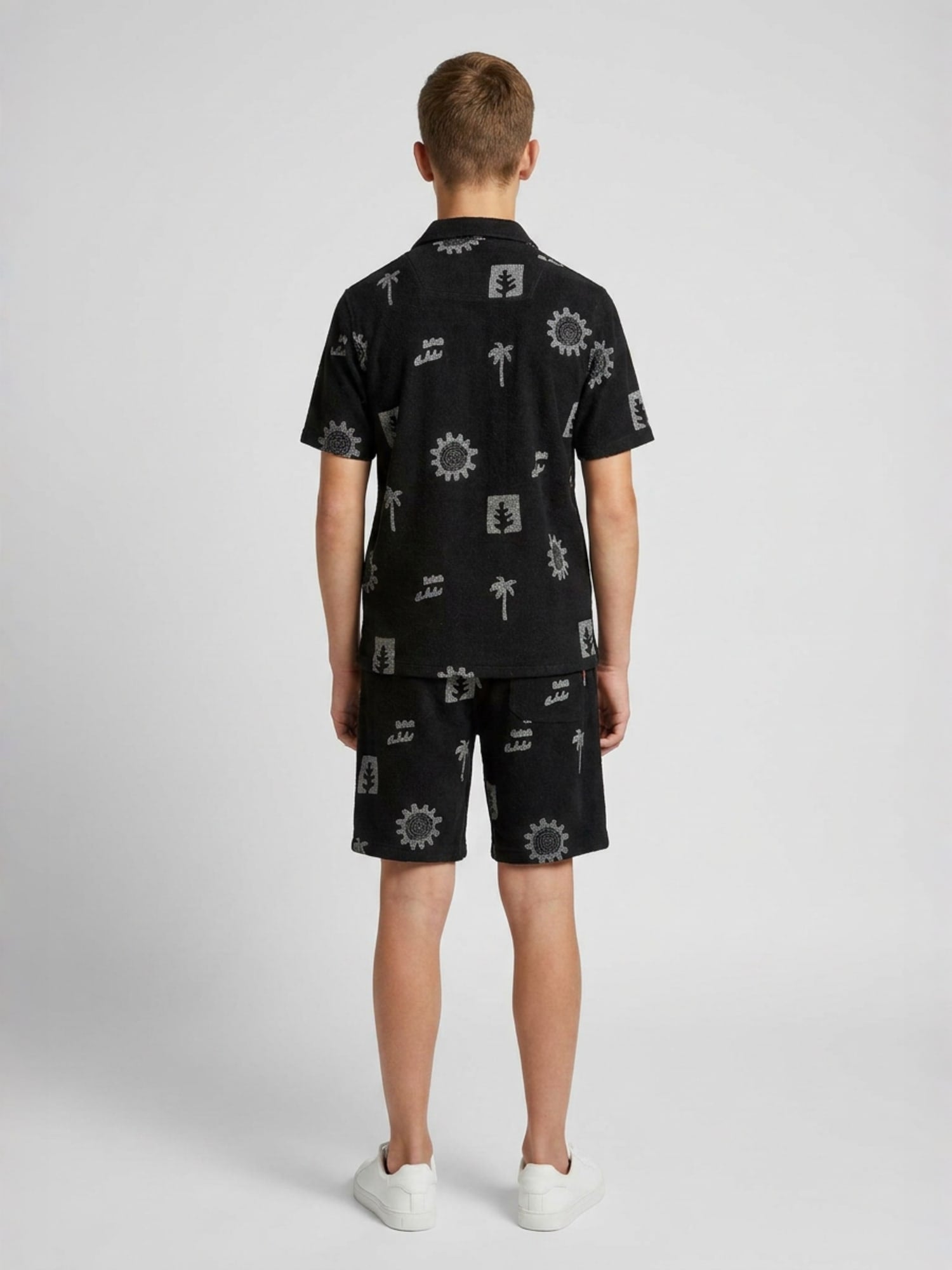 BLACK COTTON SHORTS CUBIC COLLAR CO-ORD SET