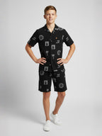 BLACK COTTON SHORTS CUBIC COLLAR CO-ORD SET