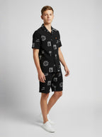 BLACK COTTON SHORTS CUBIC COLLAR CO-ORD SET